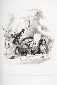El Sr. Squeers y la Sra. Sliderskew inconscientes de los visitantes, ilustración de 